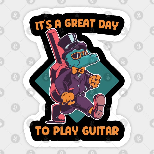 It's a great day to play guitar Sticker by Emmi Fox Designs